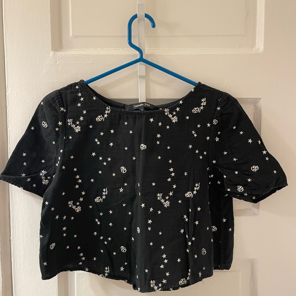 Samantha Pleet Black Star & Floral Cropped Top